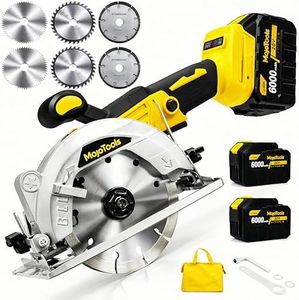MoJoTools 5-Inch Cordless Circular Saw, Brushless 20V, 2×6.0Ah Batteries & Charger, 3-Speed Up to 7000 RPM, 0–45° Bevel, 2.0"@90° Cut Depth, Aluminum Shoe, Rip Fence