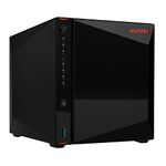 Asustor AS5404T Nimbustor 4 Gen2-4 Bay NAS Network Storage Enclosure, Quad-Core 2.0GHz CPU, 4xM.2 NVMe SSD Slots, 2x2.5GbE Ports, 4GB DDR4 RAM, Gaming-Inspired NAS