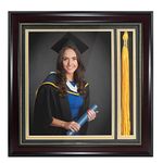 GraduationMall Graduation Photo Shadow Box Frame with Tassel Holder for 8x10 Pictures,Real Glass,Black over Gold Double Mat,Wall & Tabletop Design