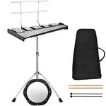 Giantex 32 Note Percussion Glockenspiel Bell Kit, Xylophone with Adjustable Stand, Music Stand, 8'' Practice Pad, a Pair of Bell Mallets, Wooden Drumsticks, Carrying Bag