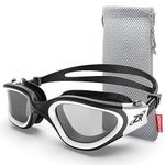 ZIONOR Swim Goggles, G1 Polarized Swimming Goggles UV Protection Anti-Fog Adjustable Strap for Adult Men Women (Polarized Light Smoke Lens Black White)