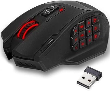 RED Samurai RGB MMO Wireless Gaming Mouse 2.4GHz Wireless and Wired 16000DPI 18 Programmable Buttons High Precision Professional Type-C Rechargeable Black