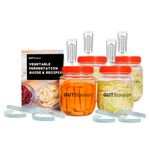 Gutbasket DIY Vegetable Fermentation Kit - Glass Jar 1 L (4 Jars), Glass Fermentation Weight, Lids, Airlock and Recipe Book | Ideal for Sauerkraut, Pickled Vegetables and Kimchi