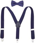 XUNQUCOM Children Kids Braces Bow Tie Set - Adjustable Elastic Suspenders with Bowtie set for Boys & Girls by Kajeer (Darkblue)