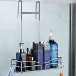 Cooeco Shower Caddy Hanging - Rustproof Shelf Storage Stainless Steel Organizer Bathroom Shampoo Holder over the Door with 2 Hooks