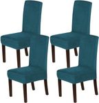 Homodoskey Dining Chair Covers Velvet Stretch Chair Covers for Dining Room Set of 4 Parson Chair Slipcovers Chair Protectors Covers,Soft Thick Solid Velvet Fabric Washable (Deep Teal, Set of 4)