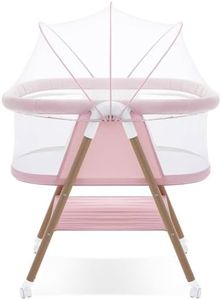 GYARING Baby bassinets,3 in1 Baby Crib, Sturdy, Portable & Easy to Assemble,Mosquito net and Portable Bag Included. (Pink)