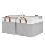 StorageWorks Extra Large Storage Bins, Fabric Storage Bins for Shelves, Storage Baskets with Metal Frame, Closet Baskets and Bins with Handles, Gray and White, 2-Pack