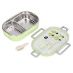 Stainless Steel Bento Box Adult Lunch Box, Leakproof 2-Compartment Bento Lunch Box, Lunch Container for Kids Adults, Food Storage Containers, Thermal Insulation Lunch Box (Green)