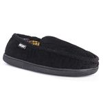 Muk Luks Men's Corduroy Moccasin with Flannel Lining, Black, Small