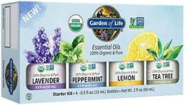 Garden of Life Essential Oils Starter Pack Lavender, Peppermint, Lemon, Tea Tree, 100% USDA Organic & Pure, Non-GMO, for Diffuser, Aromatherapy, 2 Fl Oz