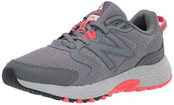 New Balance Women's 410 V7 Trail Running Shoe, Ocean Grey/Outerspace/Vivid Coral, 7