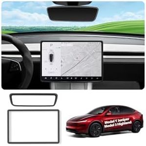 cybtkcar for Tesla Protector Trim Frame Model Y Juniper Model 3 Highlan 2026 Screen Edge Frame Rearview Mirror Cover Model Y Accessories Interior Silicone Decorations Center Console Decor Black