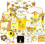 18Pcs Gift Basket for Women - Sunflower Birthday Present for Women, Best Friend, or Sister- Sunshine Box, Get Well Soon, Unique Gift Set, Care Package For Women, Thinking of You