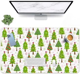 Britown Christmas Tree Green Large Mouse Pad for Desk, Snowflakes Computer Keyboard Mat Non-Slip Rubber Desk Mat Gaming Mousepad for Home Office Gamer, 31.5 x 15.7 Inch