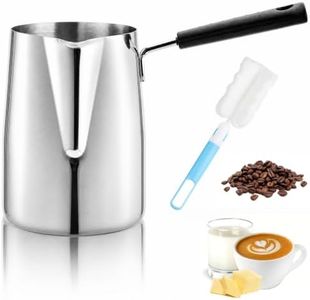 Dicunoy Milk Butter Warmer Pot, 1qt Turkish Coffee Pot, Large Stovetop Melting Boiling Pot with Spout, Cezve Ibrik Briki Greek Arabic Coffee Maker for Chocolate Heating, Camping, 18/8 Stainless Steel