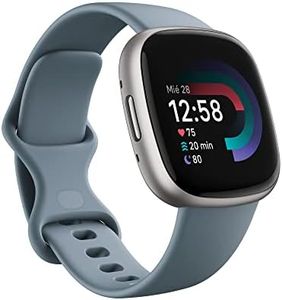 Fitbit Versa 4, el smartwatch que te ayuda a ponerte en forma con GPS integrado, hasta 6 días de batería y compatible con iOS 15 & Android OS 9.0, Azul menta/Aluminio platino