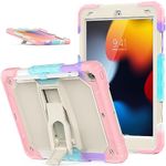 SEYMAC stock Case for iPad 9th/8th/7th Generation 10.2'', 3-Layer Full Body Protective Case with Pencil Holder, Screen Protector & Folding Stand, Case for iPad 10.2 inch 2021/2020/2019, Pink