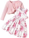 puseky Toddler Baby Girl Dress and Cardigan Set 4-5 Years Baby Girl Floral Print Sleeveless Dress and Coat Outfits Set Girls Gift