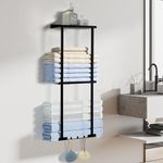 Towel Rack for Bathroom Wall Mounted Rolled Towels No Punch 3-Tier Towel Rack with Metal and 3 Holder Bathroom Towel Organizer 80x26x14CM