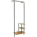 Sunnydaze 67-Inch H Wall-Mounted Garment Hanging Rack with Shelves and Hooks -Rustic Wood with Black Metal Frame