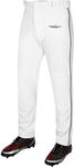 Exxact Sports Home Run Men's Baseball Pants with Piping - Full-Length, Semi-Relaxed Fit, Open-Bottom Adult Baseball Pants - (AXL, White/Dark Green Piping)