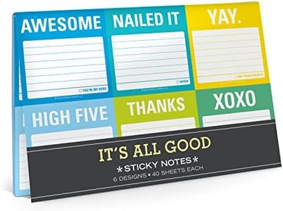 Knock Knock It's All Good Sticky Note Packet, 6 Sticky Note Pads Set, 2.75 x 2.75-Inches and 40-Sheets Each