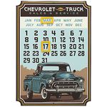 Open Road Brands Chevrolet Truck Calendar - Vintage Embossed Chevy Metal Sign with Magnets for Garage, Shop, Cellar