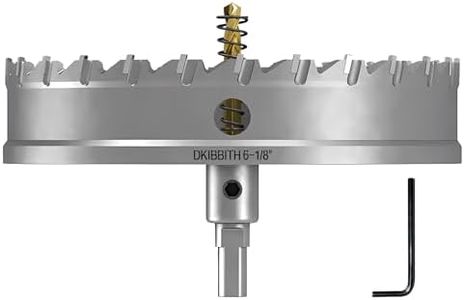 DKIBBITH TCT Hole Saw Set, 6-1/2"(165mm) Heavy Duty Tungsten Carbide Tipped Hole Cutters for Stainless Steel, Copper, Iron, Brass, Plastic with Titanium-Plated Pilot Drill Bits