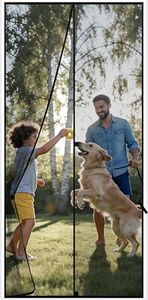 Sunolga 34 x 83 Inch Magnetic Screen Door, Fits Doors Size 32 x 82 Inch, Reinforced Polyester Screen Door Mesh with Full Frame Hook & Loop, Door Screen Magnetic Closure for Hands-Free
