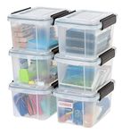 IRIS USA 6.6 L (7 US Qt) Storage Box with Gasket Seal Lid, 6 Pack - BPA-Free, Heavy Duty Moving Containers with Tight Latch, Weather Proof Tote Bin, WEATHERPRO - Clear/Black