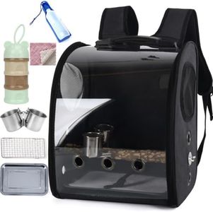 Bird Carrier Bag, Bird Travel Carrier Backpack with Stainless Steel Plate and Mesh, Portable Transparent Pet - Transport Cage with Feeder Cups for Small Pets Like Parakeets and Parrots