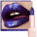 Oulac Blue Glitter Lipstick - Sapphire Blue Moisture Tinted Lip Balm, Metallic Sparkly Finish, Shiny lipstick, High Pigment, Creamy Brilliant Lip Color with Shea Butter, Vegan D01 Sapphire