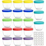 Youngever 18 Pack 120ML Baby Food Storage, Re-usable Baby Food Containers with Lids and Labels, 9 Assorted Colors