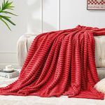 BEDELITE Fleece Blanket Twin Size – 3D Ribbed Jacquard Soft and Warm Decorative Fuzzy Blankets – Cozy, Fluffy, Plush Lightweight Throw Blankets for Couch, Bed, Sofa(Red, 60x80 inches)