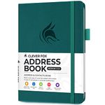 Clever Fox Address Book with alphabetic tabs - PU Leather Telephone and Address Book for Keeping Contacts Safe, Contact Organizer Journal, Medium Size (13.5 x 19cm) Hardcover, Dark Teal