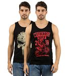 THE ARCHER PRINTED MEN SKULL BIKE COMBO VEST (Small) BLACK