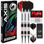 Red Dragon Darts - Axis 18g - 90% Soft Tip Tungsten Steel Darts with Winmau Rhino White Flights, Shafts, Wallet & Red Dragon Checkout Card