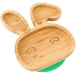 bamboo bamboo Baby Plate and Toddler Plate, Suction Plate for Feeding and Weaning, Bamboo Bunny Plate with Secure Suction, Suction Plates for Babies from 6 Months (Bunny, Green)