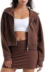 Colorfulkoala Women's Fleece Lined Oversized Hoodies Full-Zip Casual Workout Sweatshirts with Thumb Holes（XS-S,Roasted Chestnut