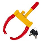 Pivalo PVAWL01 Anti Theft Security Car Wheel Lock Clamp Anti-Theft Towing Parking Boot Tire Claw Adjustable with Two Keys, RED&Yellow