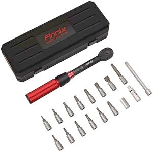 1/4 Inch Drive Click Torque Wrench, 18 PCS Bike Torque Wrench Set Double Scale (10-150lb.in/1.1-17.0Nm/), High Precision with Bit Sockets, Universal Joint, Extension Bar, for Bicycle Maintenance