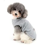 Zunea Dog Shirt for Small Dogs Cats Pet Striped T Shirt Summer Cool Vest Puppy Basic Tank Top Soft Breathable Chihuahua Clothes for Doggy Girl Boy Gray M