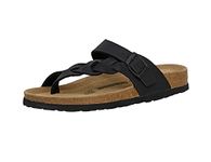 CUSHIONAIRE Women's Libby Cork footbed Sandal with +Comfort and Wide Widths Available,, Black, 7