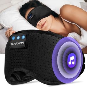 LC-dolida Bluetooth - Máscara de sueño para mujeres y hombres, 100% de ocultación para auriculares de noche puede jugar 10-14 horas, ayuda para dormir para Sdultes, cubierta de ojos con bolsa de viaje