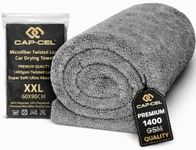 CAP-CEL Professional Car Drying Towel, XXL 90 x 60 cm, Premium 1400GSM,Twisted Loop Microfibre, Grey.Microfibre Towel for fast streak-free drying and detailing.Scratch free, double sided