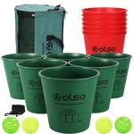 OLSA Giant Yard Pong Outdoor Games, Toss Yard Games with 12 Buckets, Balls & Strength Carrying Bag for Beach Camping Lawn Backyard, Outdoor Games for Adults and Family (Green&Red)