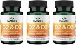 Swanson Vitamin D Complex with Vitamins D2 & D3 - Complete Sunshine Vitamin Complex for Bone, Dental & Immune Health - Vitamin Supplement ( 50 mcg, 60 Veggie Capsules ) 3 Pack