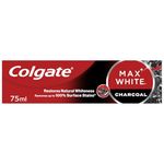 Colgate Max White Charcoal Toothpaste 75ml, Teeth Whitening Toothpaste, Clinically Proven Formula, Removes Up to 100% of Surface Stains with Activated Charcoal & Mineral Microparticles