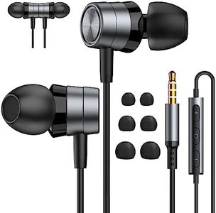 Noise-Isolating in-Ear Headphones with Mic, Wired 3.5mm Jack Earbuds with Volume Control Compatibile with Samsung, Android, MP3, Most 3.5mm Audio Devices